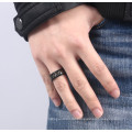 Mens Band Schwarz Edelstahl Kohlefaser Ring